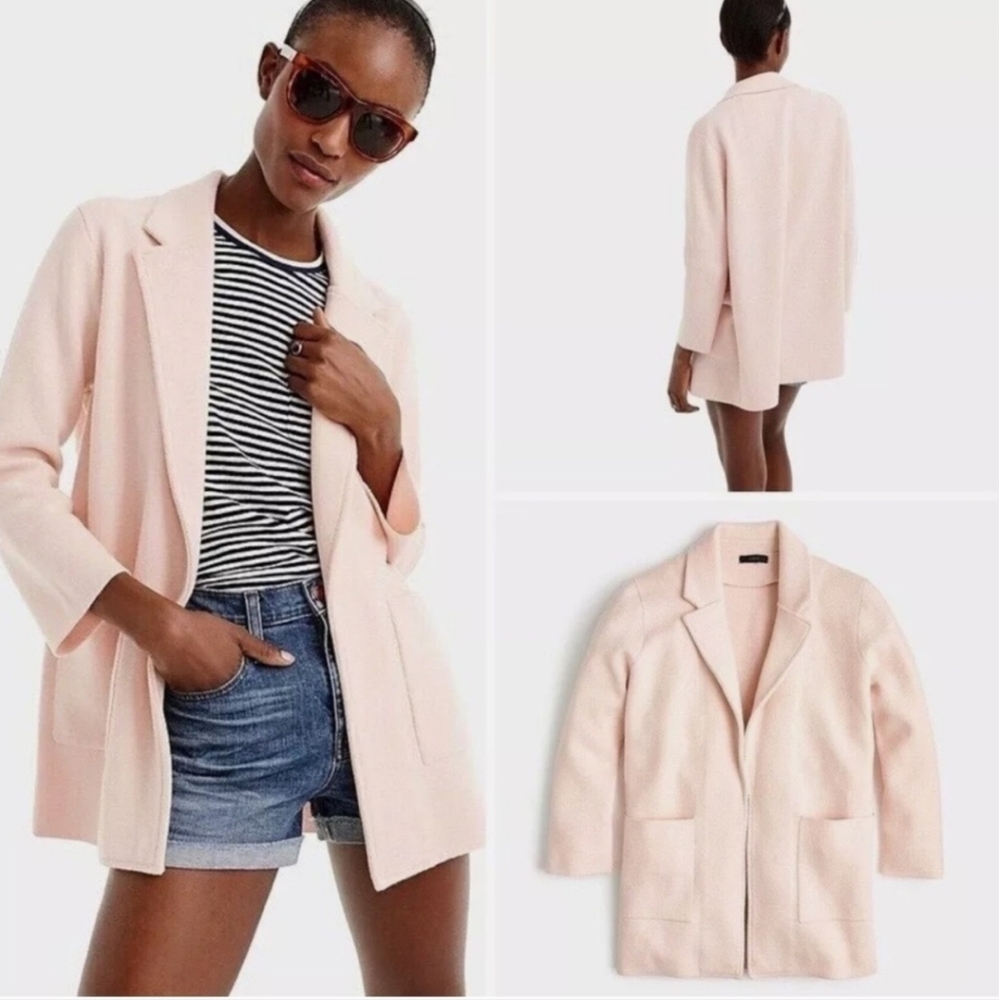 J. Crew Open Front Sweater Blazer in Subtle Pink Size L
